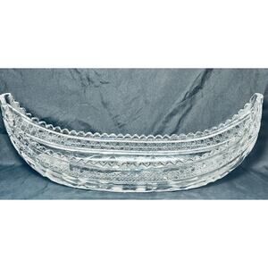 Rare vintage cut etched clear crystal boat shaped candy/nut Bowl
